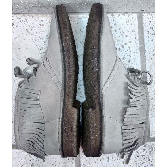 J Crew Fringed Macalister Suede Boot Tassel Laces Grey Tan Size 9 NWOB - Picture 10 of 13